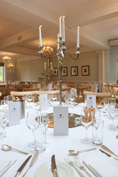 Elegant place settings for wedding banquet